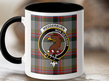 Physical Item 11oz / Black Wedderburn Clan Scottish Tartan Crest Mug