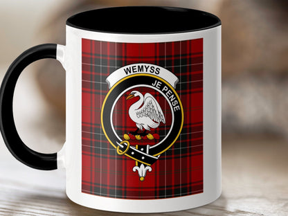 Physical Item 11oz / Black Wemyss Clan Scottish Tartan Crest Mug