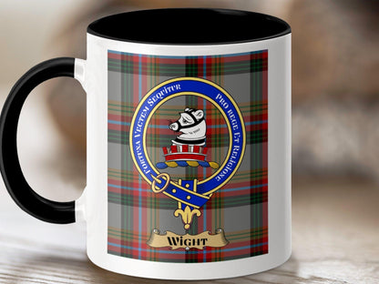 Physical Item 11oz / Black Wight Clan Scottish Tartan Crest Mug