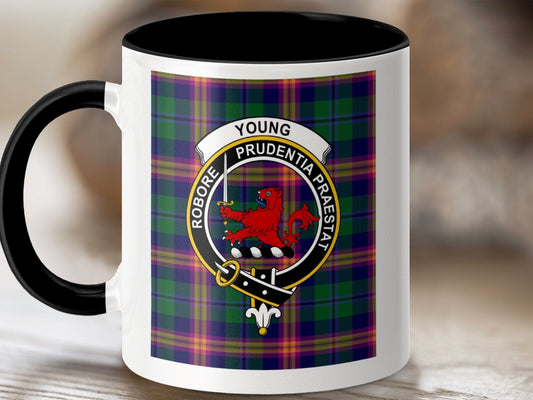 Physical Item 11oz / Black Young Clan Scottish Tartan Crest Mug