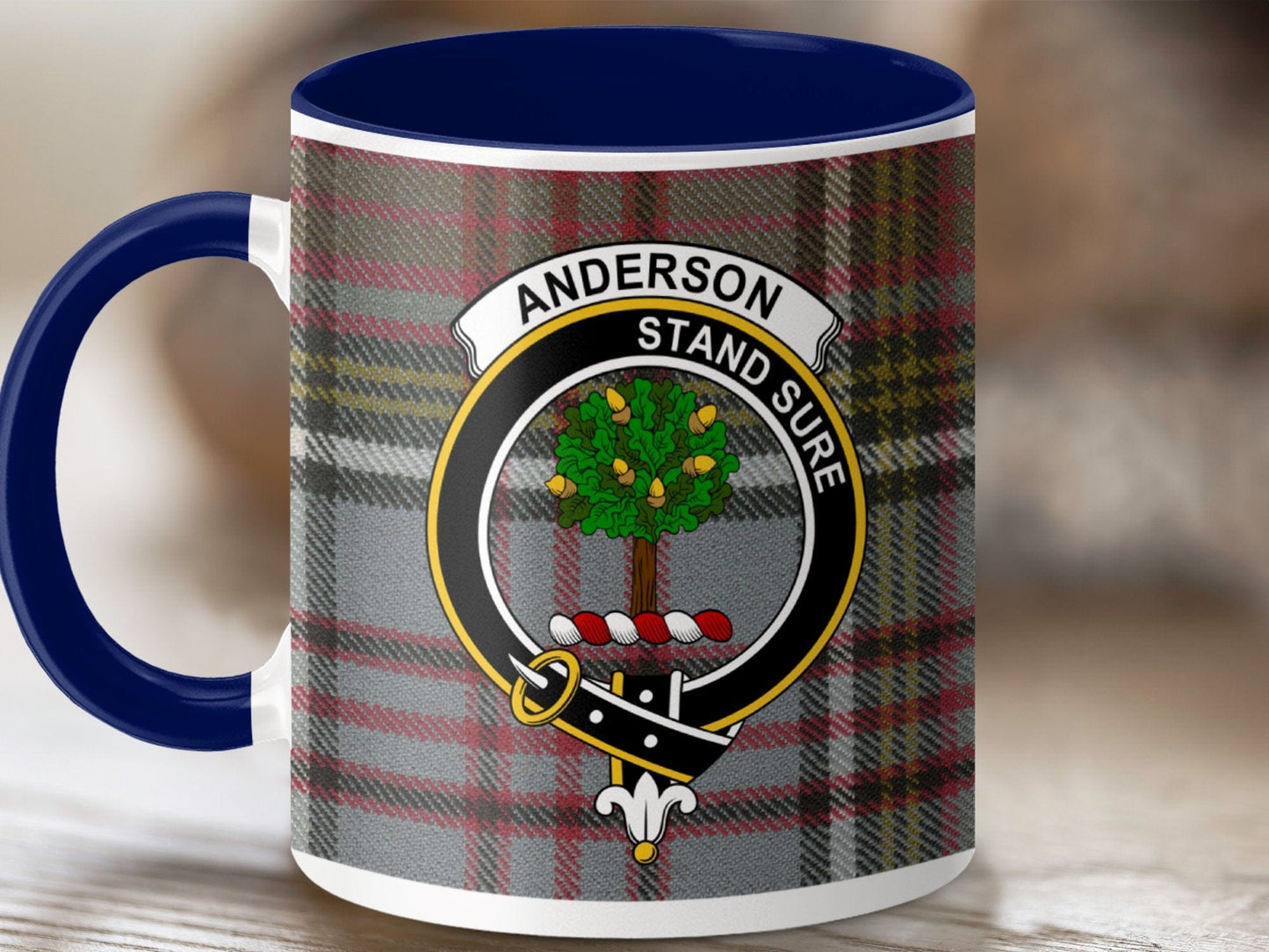 Physical Item 11oz / Dark Blue Anderson Clan Crest Tartan Scottish Mug