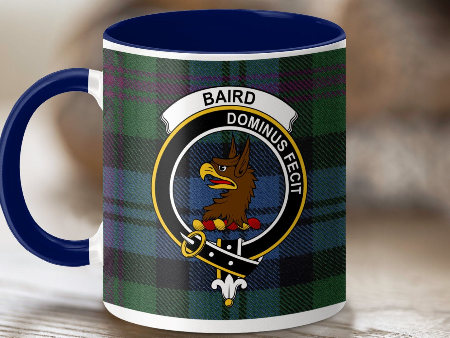 Physical Item 11oz / Dark Blue Baird Clan Crest Tartan Scottish Mug