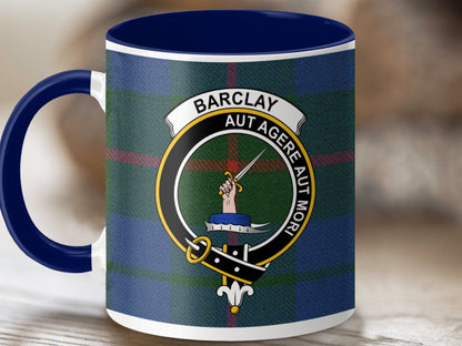 Physical Item 11oz / Dark Blue Barclay Clan Crest Tartan Scottish Mug