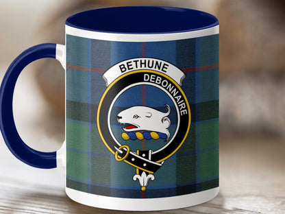 Physical Item 11oz / Dark Blue Bethune Clan Scottish Tartan Mug