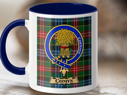 Physical Item 11oz / Dark Blue Comyn Clan Scottish Tartan Crest Mug