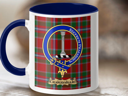 Physical Item 11oz / Dark Blue Craigdaillie Clan Scottish Tartan Crest Mug
