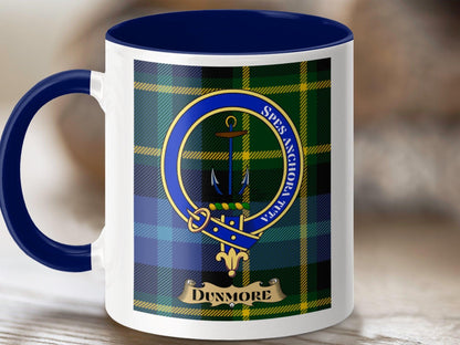 Physical Item 11oz / Dark Blue Dunmore Clan Scottish Tartan Crest Mug