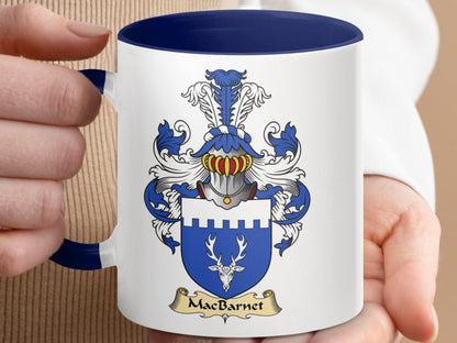Physical Item 11oz / Dark Blue MacBarnet Family Crest Coat of Arms Display Mug
