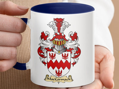 Physical Item 11oz / Dark Blue MacCormack Family Coat of Arms Emblem Accent Mug