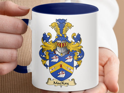 Physical Item 11oz / Dark Blue Mackay Family Crest Colorful Accent Coffee Mug