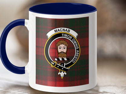 Physical Item 11oz / Dark Blue Macnab Clan Scottish Tartan Crest Mug