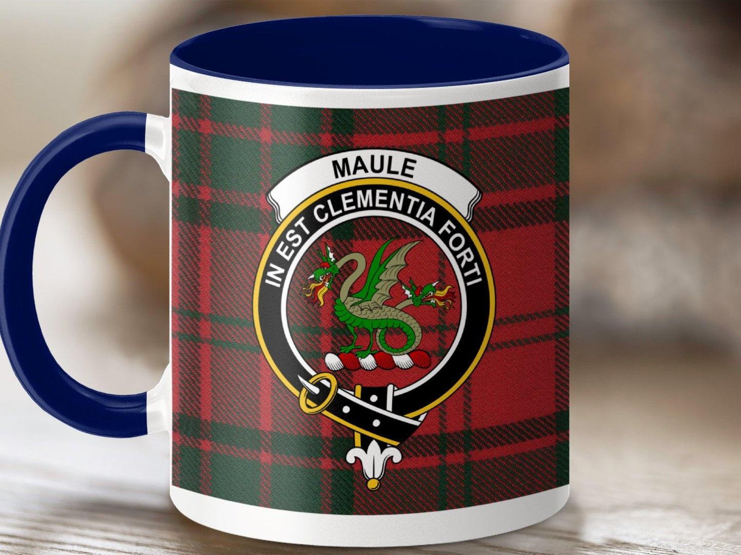 Physical Item 11oz / Dark Blue Maule Clan Scottish Tartan Mug