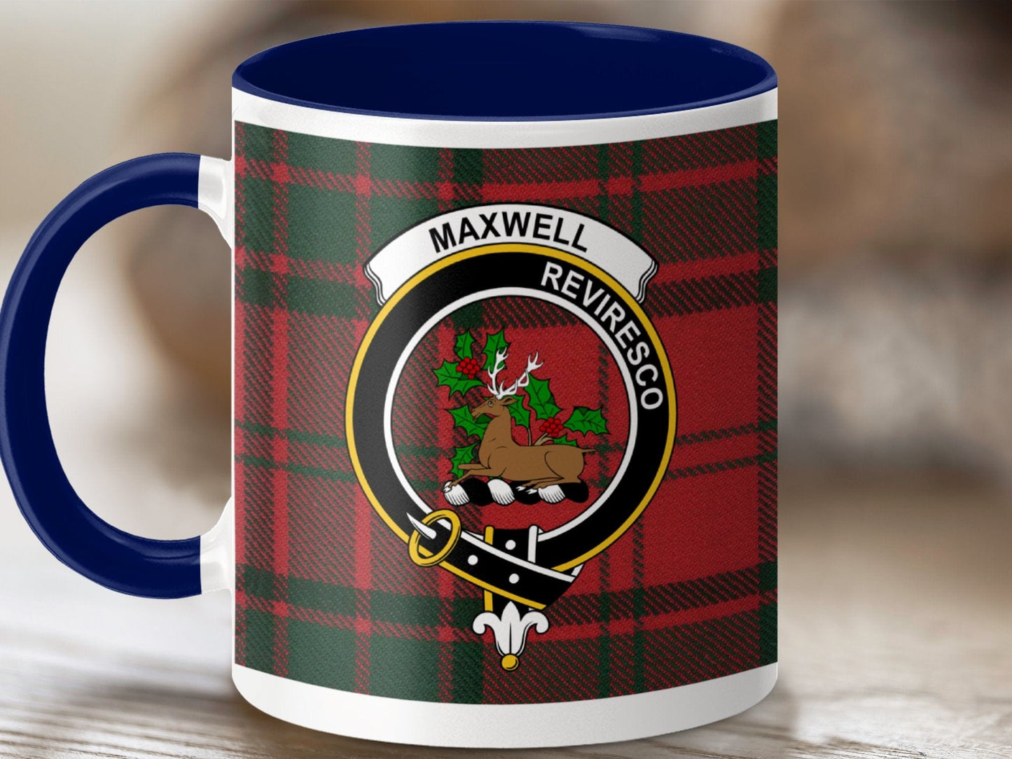 Physical Item 11oz / Dark Blue Maxwell Clan Scottish Tartan Mug