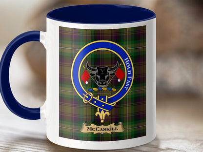 Physical Item 11oz / Dark Blue McCaskill Clan Scottish Tartan Crest Mug