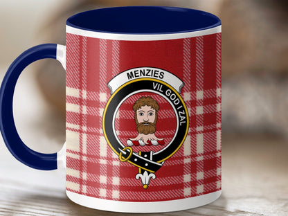 Physical Item 11oz / Dark Blue Menzies Clan Crest Tartan Scottish Mug