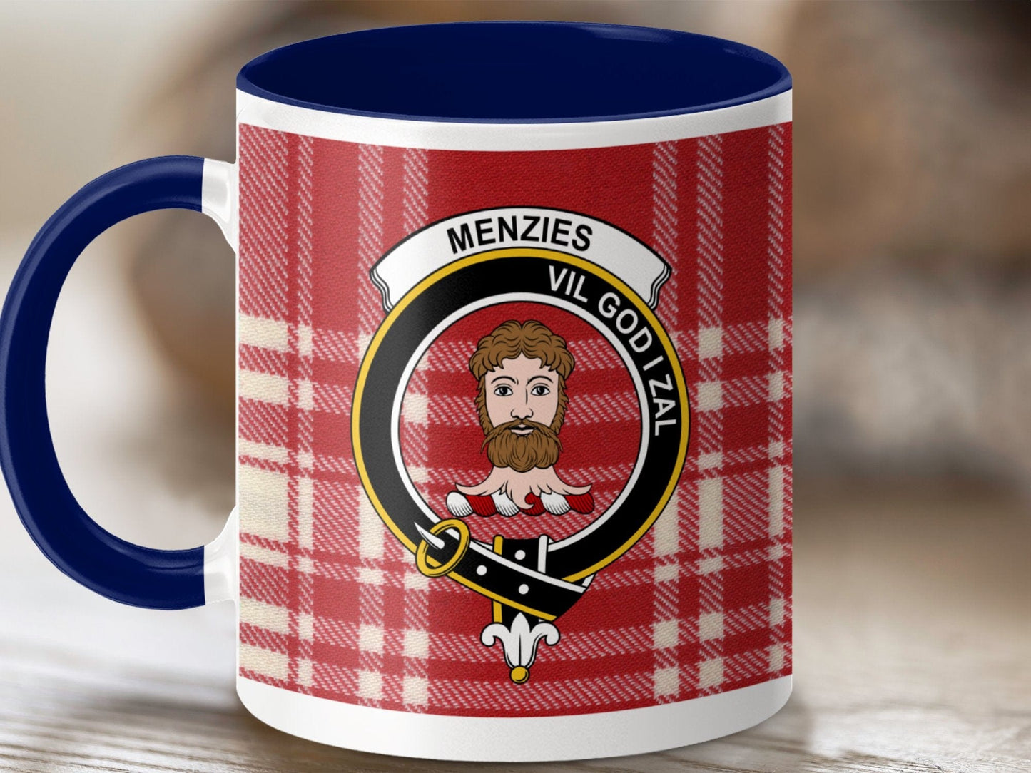 Physical Item 11oz / Dark Blue Menzies Clan Scottish Tartan Mug