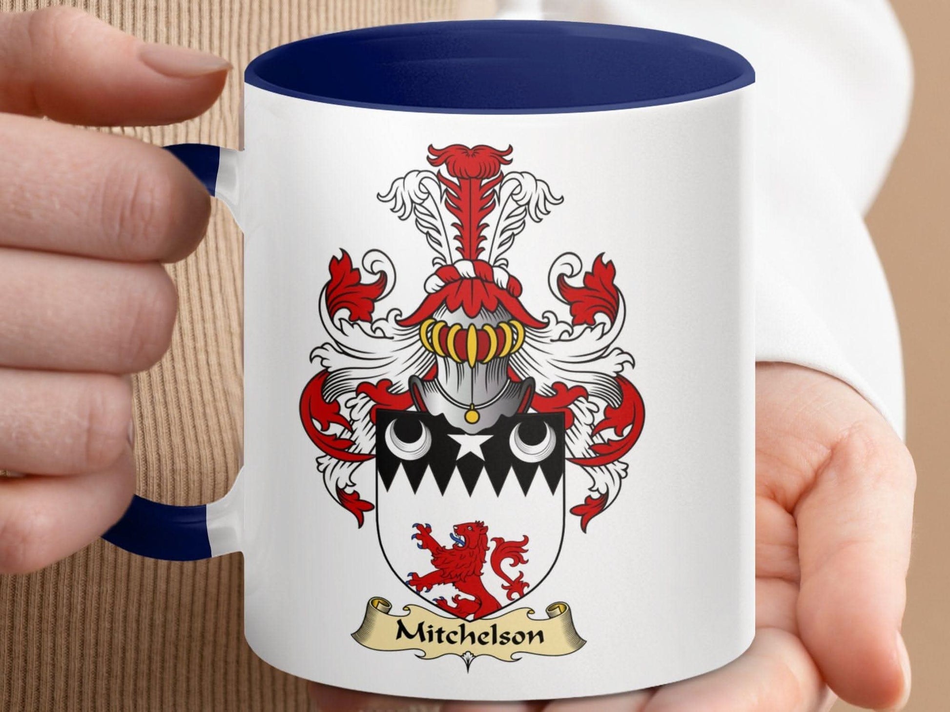 Mitchelson Family Crest Emblem Classic Design Mug - Celtic Ancestry Gifts