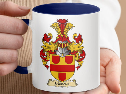 Physical Item 11oz / Dark Blue Moncur Coat of Arms Colorful Art Crest Mug