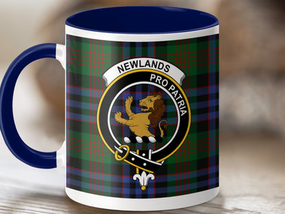 Physical Item 11oz / Dark Blue Newlands Clan Pro Patria Scottish Tartan Mug