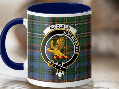 Physical Item 11oz / Dark Blue Nicolson Clan Scottish Tartan Mug