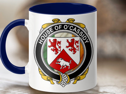 Physical Item 11oz / Dark Blue O'Cassidy Irish Crest Emblem Heritage Mug