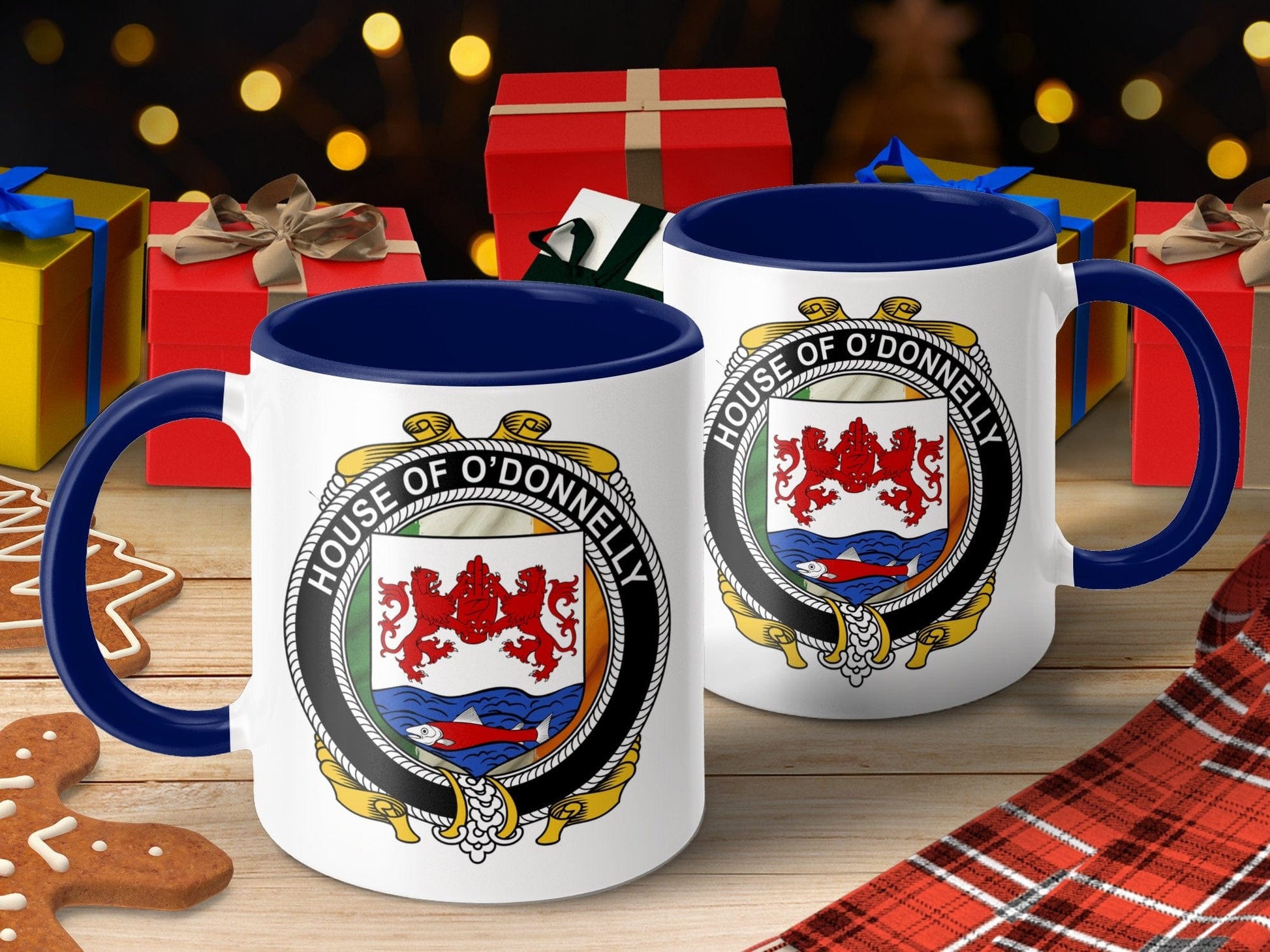 Physical Item 11oz / Dark Blue O'Donnelly Family Crest Coat of Arms Irish Mug