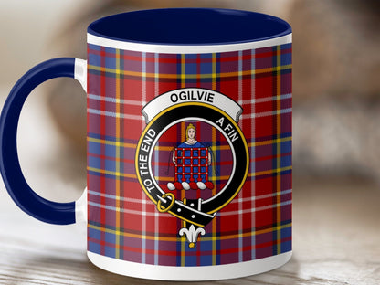 Physical Item 11oz / Dark Blue Ogilvie Clan Crest Tartan Scottish Mug