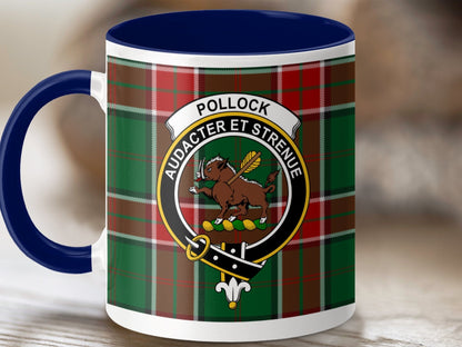 Physical Item 11oz / Dark Blue Pollock Clan Scottish Tartan Plaid Design Mug