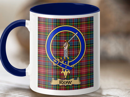 Physical Item 11oz / Dark Blue Row Clan Scottish Tartan Crest Mug