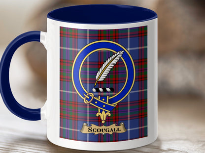 Physical Item 11oz / Dark Blue Scougall Clan Scottish Tartan Crest Mug