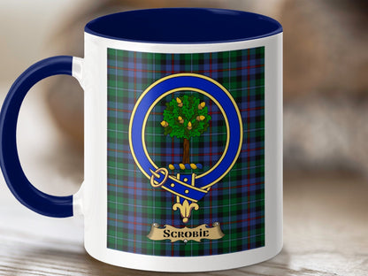 Physical Item 11oz / Dark Blue Scrobie Clan Scottish Tartan Crest Mug