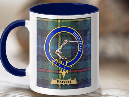 Physical Item 11oz / Dark Blue Smyth Clan Scottish Tartan Crest Mug