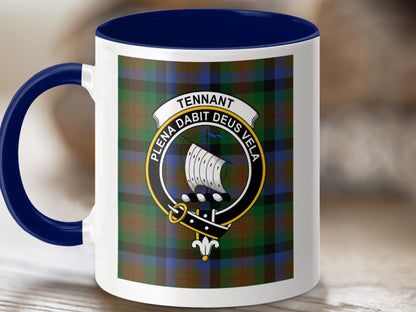 Physical Item 11oz / Dark Blue Tennant Clan Scottish Tartan Crest Mug