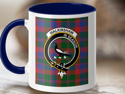 Physical Item 11oz / Dark Blue Walkinshaw Clan Scottish Tartan Crest Mug