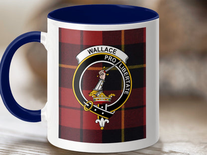 Physical Item 11oz / Dark Blue Wallace Clan Scottish Tartan Crest Mug