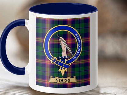 Physical Item 11oz / Dark Blue Young Clan Scottish Tartan Crest Mug