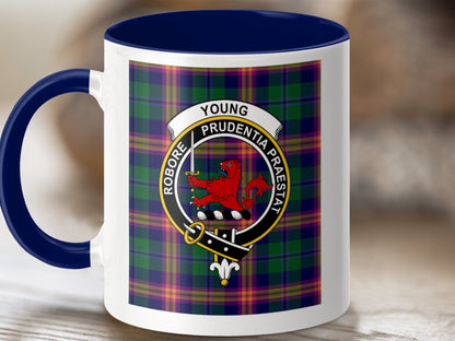 Physical Item 11oz / Dark Blue Young Clan Scottish Tartan Crest Mug