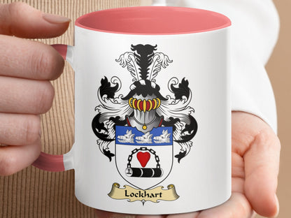 Physical Item 11oz / Pink Lockhart Family Crest Historical Accent Coffee Mug