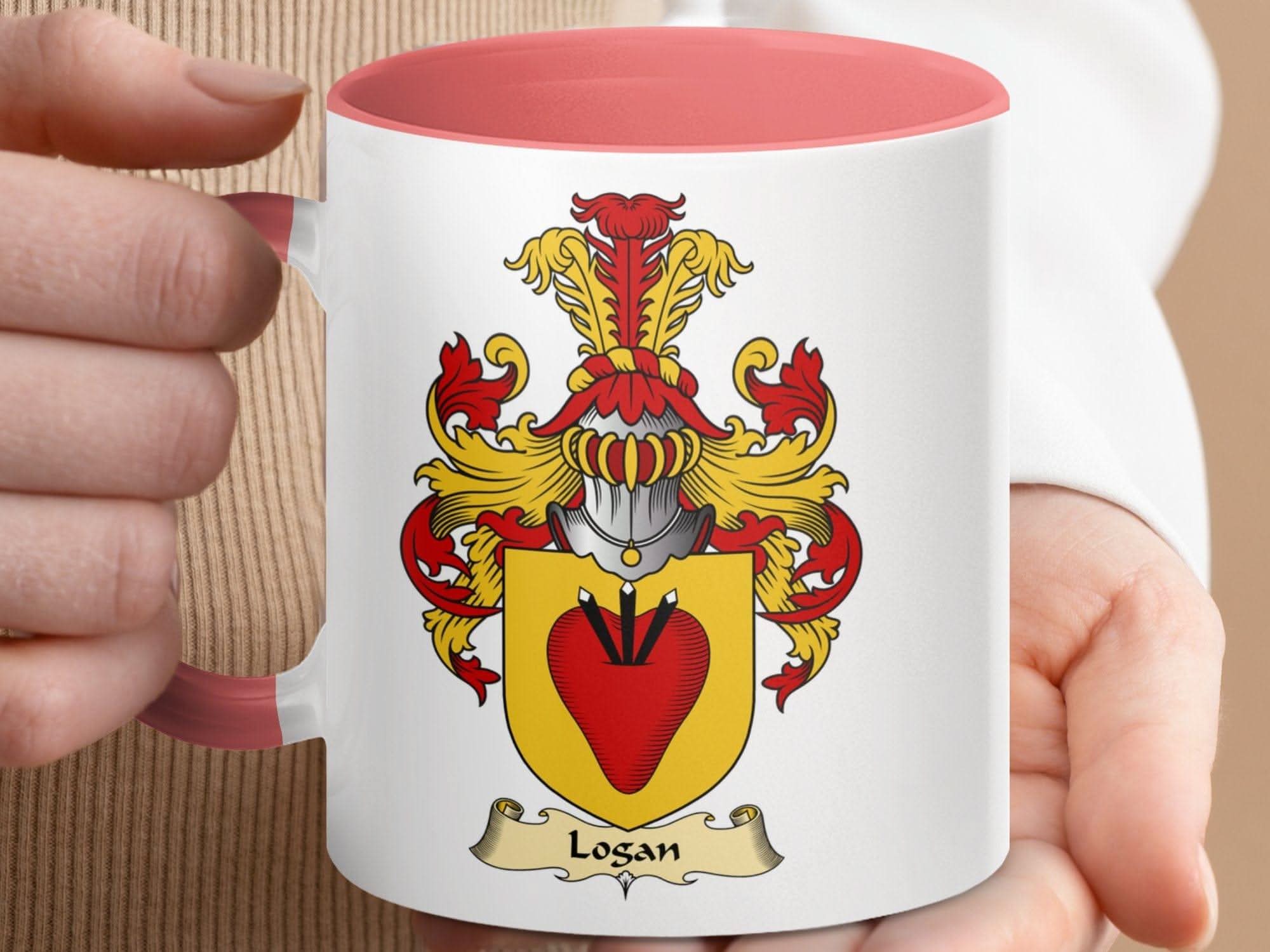 Logan Family Crest Coat of Arms Accent Coffee Mug - Celtic Ancestry Gifts