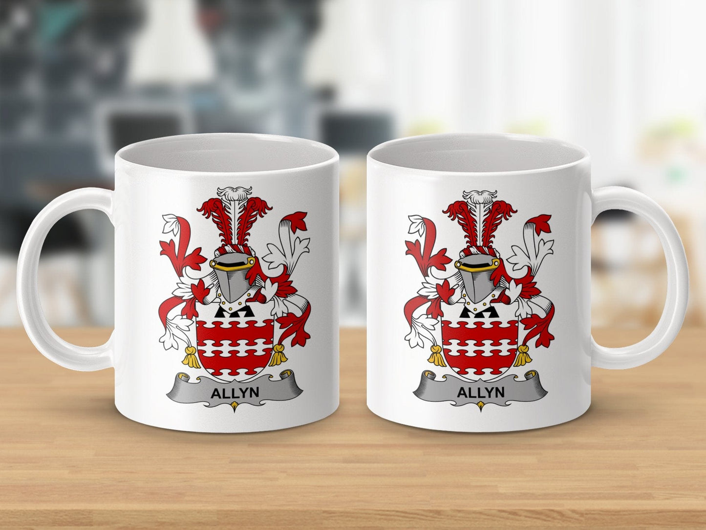 Physical Item 11oz / White Allyn Surname Irish Heraldry Ceramic Mug