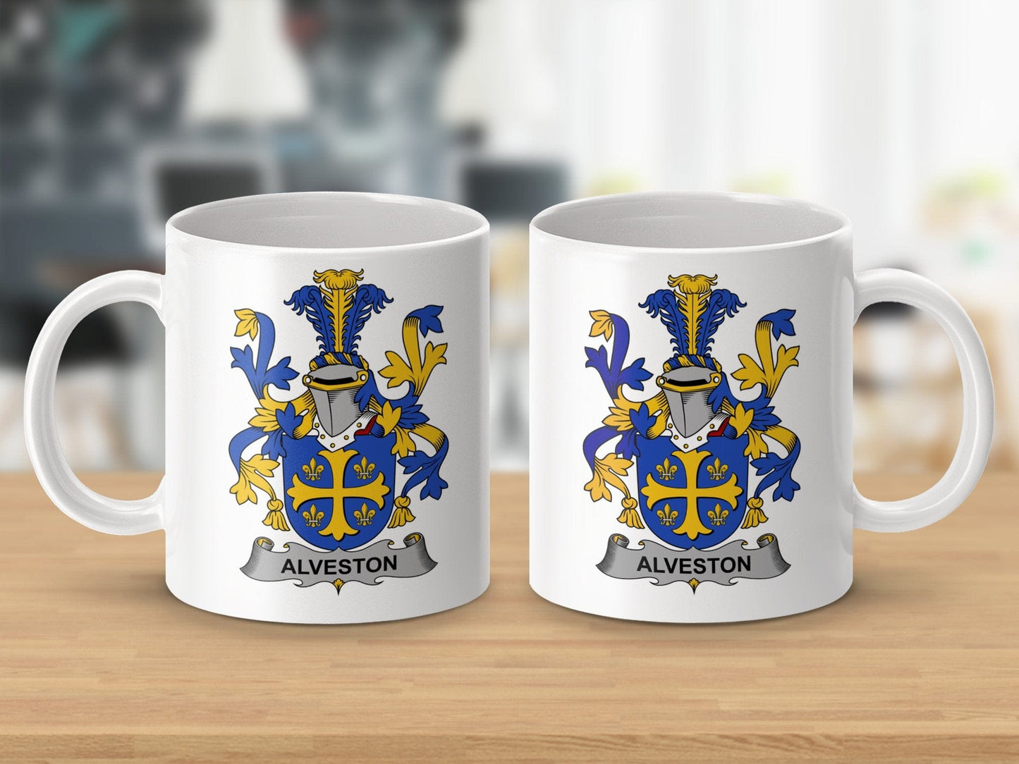 Physical Item 11oz / White Alveston Surname Irish Heraldry Ceramic Mug