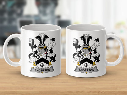 Physical Item 11oz / White Anderson Surname Irish Heraldry Ceramic Mug