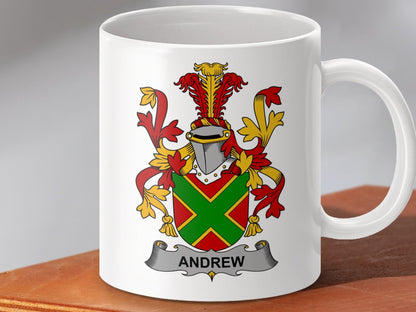 Physical Item 11oz / White Andrews Surname Irish Heraldry Ceramic Mug