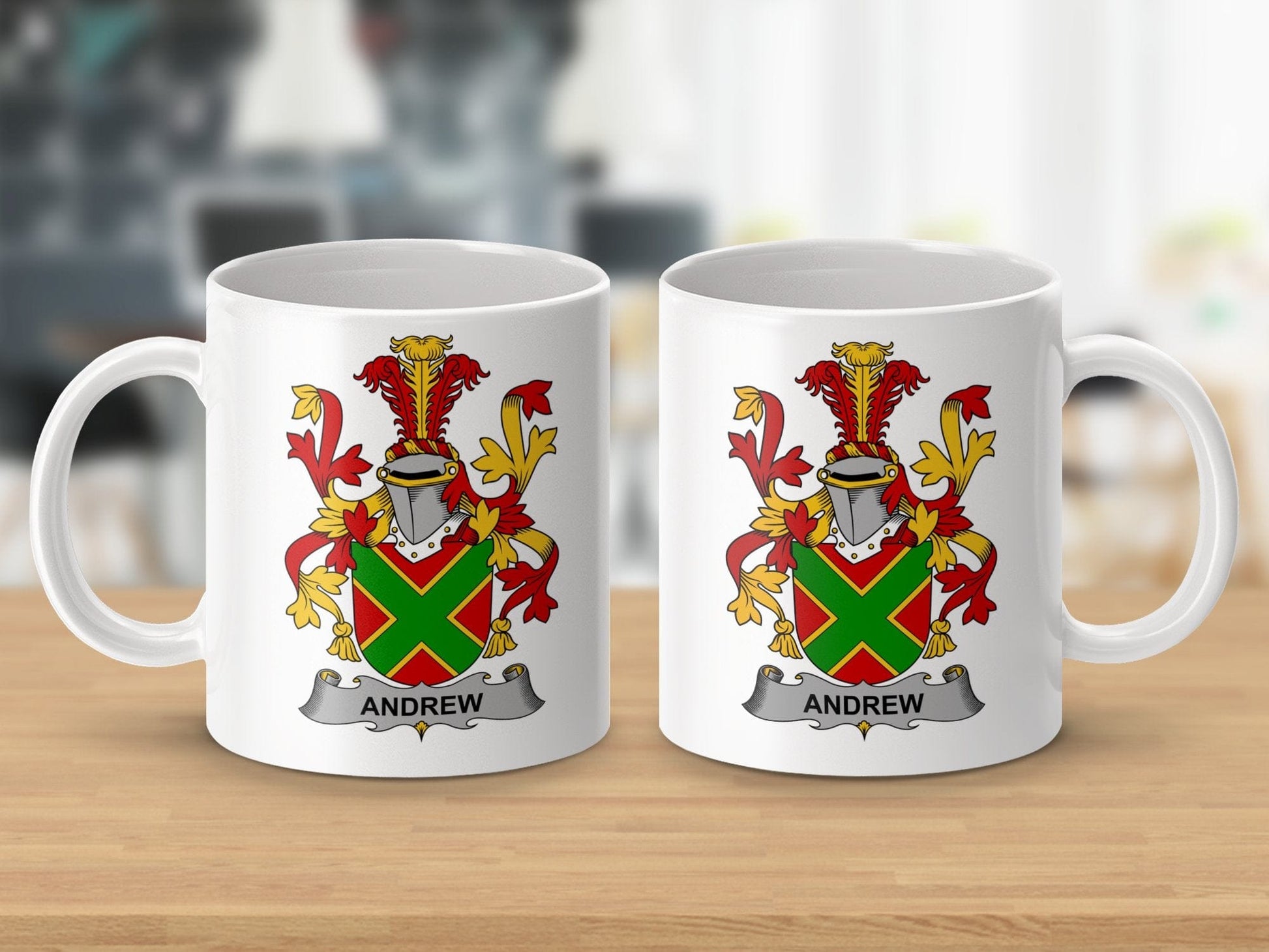 Physical Item 11oz / White Andrews Surname Irish Heraldry Ceramic Mug