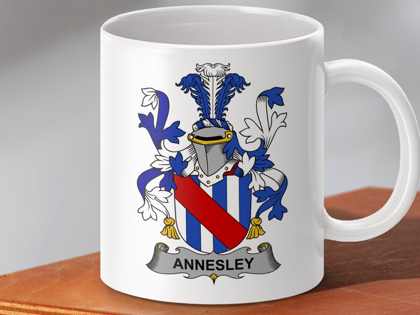 Physical Item 11oz / White Annesley Surname Irish Heraldry Ceramic Mug