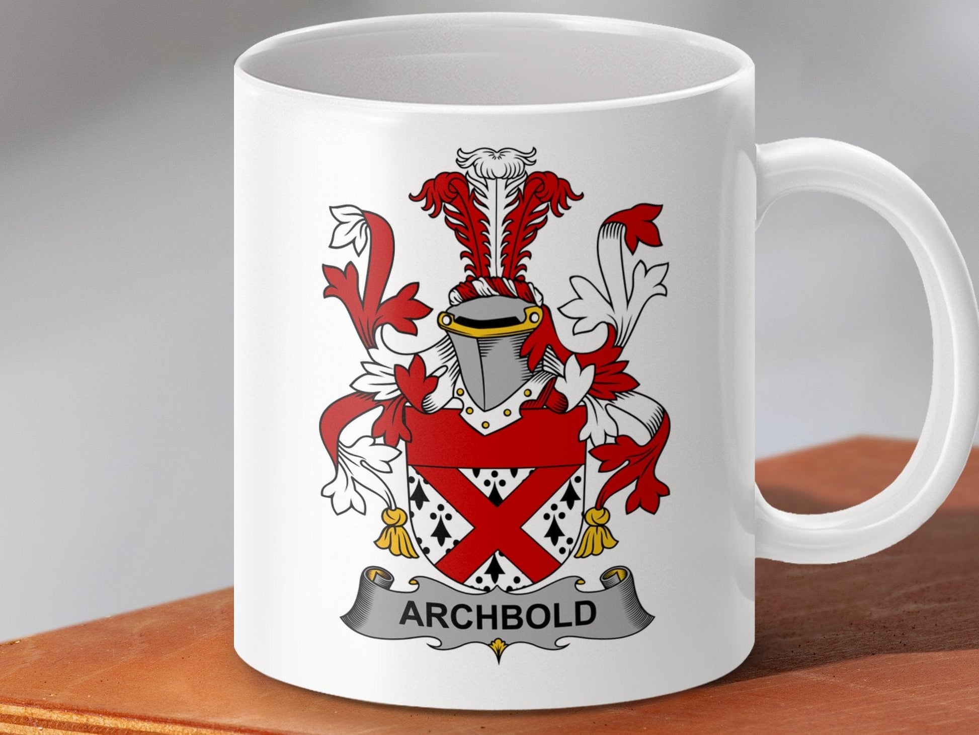 Physical Item 11oz / White Archbold Surname Irish Heraldry Ceramic Mug