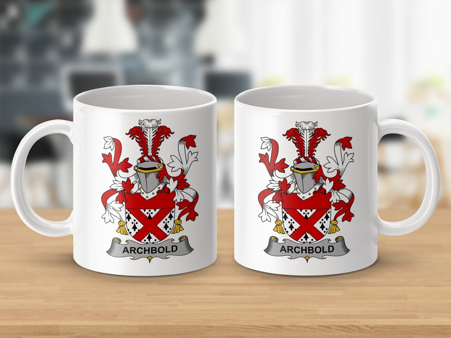 Physical Item 11oz / White Archbold Surname Irish Heraldry Ceramic Mug