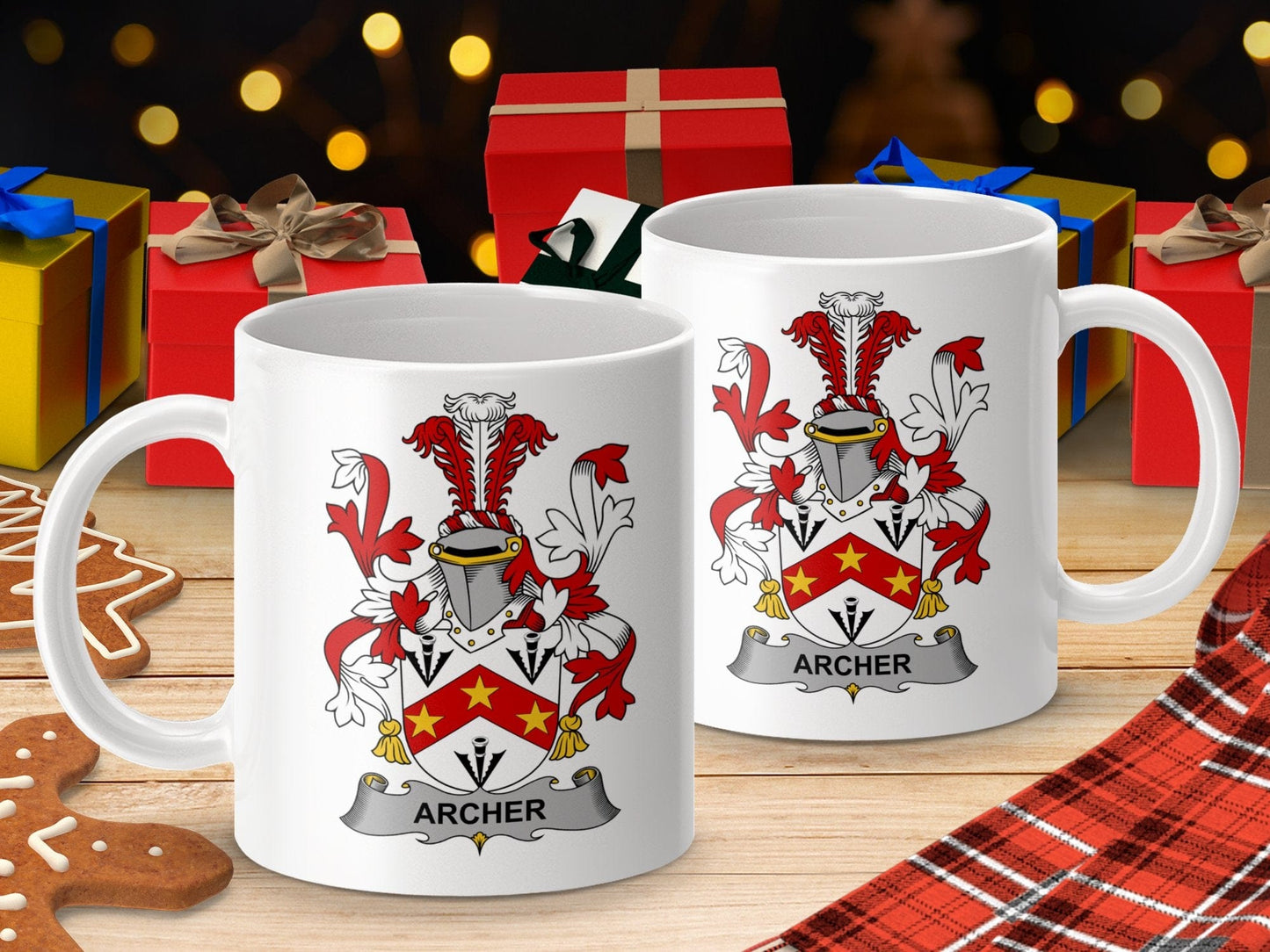 Physical Item 11oz / White Archer Surname Irish Heraldry Coat of Arms Mug