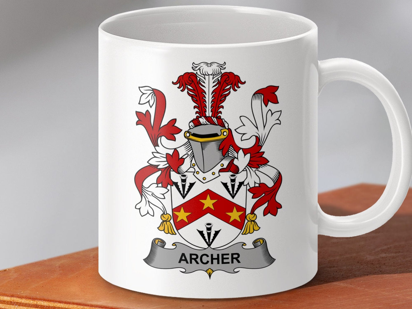 Physical Item 11oz / White Archer Surname Irish Heraldry Coat of Arms Mug