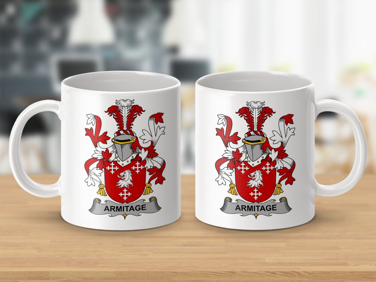 Physical Item 11oz / White Armitage Surname Irish Heraldry Ceramic Mug